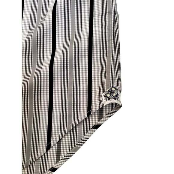 ROBERT GRAHAM Gray Men Striped Long Sleeve Shirt Flip Cuff Size M Classic Fit EC - Picture 4 of 9